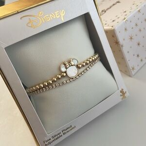 Disney Minnie Mouse Rhinestone & Charm Fine Silver Bracelet BNIB